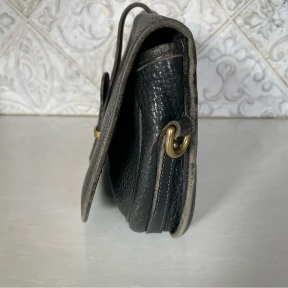 Dooney & Bourke- Vintage Black Leather Flap Crossbody Bag - Picture 10 of 11